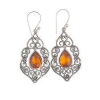Dainty Citrine Gemstone 925 Sterling Silver Jewelry Handmade Hook Earrings 2.33  CE-10-1