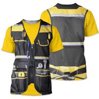 Firefighter Uniform Design 3D Digital Printing Men's Fashionable Round Neck Short Sleeved T-shirt XS