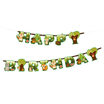 Girlianda popierinė miško gyventojai tema “Miško draugai" su užrašu "Happy birthday" (210x16cm)