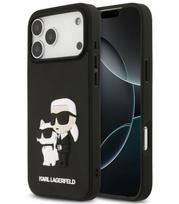 Juodas dėklas Apple iPhone 17 Pro Max telefonui "Karl Lagerfeld 3D Rubber Karl and Choupette Case"