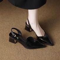 Madingi aukštakulniai basutės Moteriški smailianosiai bateliai su kulnu Seklūs 2025 vasaros tendencija Mokasinai Slingback bateliai Elegantiški suknelių bateliai Mujer 34 juoda