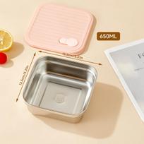 WORTHBUY 304 Stainless Steel Square Bento Lunch Box For  Kids Students Reusable Sealed Leak-proof Cold And Hot Food Container