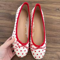 Fashion Red Polka Dot Flat Shoes 2025 New Style Bow Fairy Flat Soft Sole Round Toe Hollow Shallow Mouth High-end Single Shoes 35 raudona