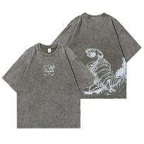 Spausinti Anime Attack on Titan Manga skalbti marškinėliai Streetwear Hip Hop naujoviški marškinėliai Anime marškinėliai Viršutiniai drabužiai trumpomis rankovėmis Street Unisex M