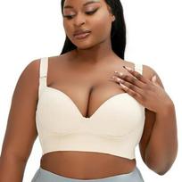 European and American Large Size Smooth Underwear Women's Push-up Vest Anti-adjustable Underwire Bra 34/75A sidabro pilka spalva