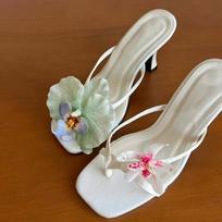 Madingos prabangios drugelio orchidėjos mulės moterims, prekės ženklo dizainas, elegantiškos satino šilko stiletto basutės, moteriški vakarinio vakarėlio aukštakulniai batai 35 rožinė