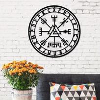 Norse Mythology Viking Compass Wall Sign - Iron Metal Art Decor (Odin Symbol) šviesiai pilka spalva