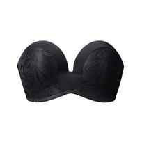 Be petnešėlių didelio dydžio push-up liemenėlė D kaušelis Seksualus vamzdelio tipo viršus Nematoma liemenėlė 34/75C juoda