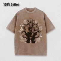2025 Washed Printed Vintage T-Shirts Street Hip Hop Retro Punk T Shirt Women Harajuku Casual Cotton Short Sleeve Acid Wash Top M