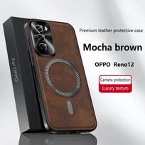 Oppo Reno 12 5G dėklas Magnetinis Elegantiškas Oda Atsparus Dilimui Objektyvo Visiškai Dengiantis Neslystantis Kraštas Dangtelio Korpusas Oppo Reno12
