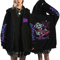 Arcane Jinx Beždžionės Grafiti Spausdinti Gobtuvai Užtrauktuku Striukė Vyrams Moterims Harajuku Anime Per dydį Hip Hop Laisvalaikio Palaidinė Y2K Viršus XS juoda