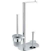 Wc stovas su unitazo šepečiu ir tualetinio popieriaus laikikliu chromo spalvos