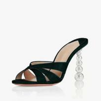 Madingi Nauji Saldūs Cirkonio 9.5cm Keisto Stiliaus Kulniukai Basutės Vasarinės Elegantiškos Banketinės Vestuvių Nuotakos Pamergės Moteriškos Šlepetės 34-43 34