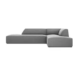 Velvet modulinė kampinė sofa - dešinė, Ruby, 4 sėdimos vietos, 273x180x69, pilka