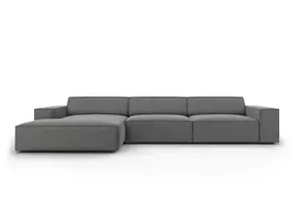 Velvet modulinė kampinė sofa - kairė, Jodie, 4 sėdimos vietos, 284x166x70, šviesiai pilka
