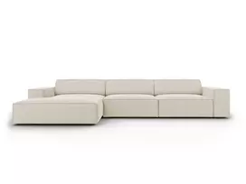 Velvet modulinė kampinė sofa - kairė, Jodie, 4 sėdimos vietos, 284x166x70, tamsiai smėlio spalvos