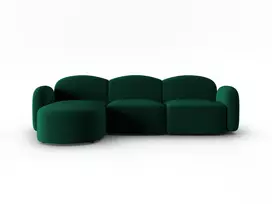Velvet kampinė sofa - kairė, Blair, 4 sėdimos vietos, 274x167x76, butelio žalia