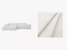 Boucle modulinė kampinė sofa - kairė, Jodie, 3 sėdimos vietos, 224x166x70, balta