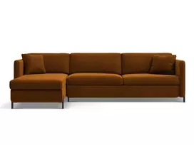 Velvet kampinė sofa - kairė lova, Gloria, 5 sėdimos vietos, 280x170x80, ruda