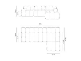 Velvet modulinė kampinė sofa - dešinė, Bellis, 4 vietų, 282x155x70, butelio žalia