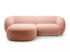 Velvet modulinė kampinė sofa - kairė, Kate, 2 sėdimos vietos, 255x176x76, rožinė