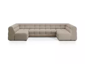 Velvet U formos sofa, Kendal, 7 vietų, 372x203x79, tamsiai smėlio spalvos