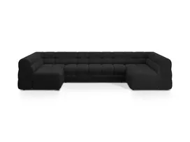 Velvet U formos sofa, Kendal, 7 sėdimos vietos, 372x203x79, juoda
