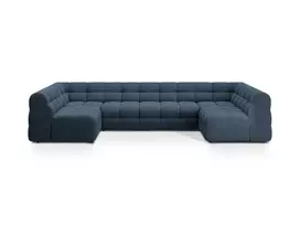 Velvet U formos sofa, Kendal, 7 vietų, 372x203x79, tamsiai mėlyna