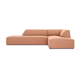 Velvet modulinė kampinė sofa - dešinė, Ruby, 4 sėdimos vietos, 273x180x69, rožinė