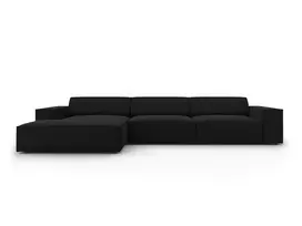 Modulinė kampinė sofa - kairė, Jodie, 4 sėdimos vietos, 284x166x70, juoda