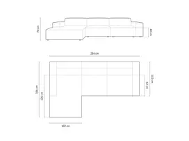 Modulinė kampinė sofa - kairė, Jodie, 4 sėdimos vietos, 284x166x70, mėlyna
