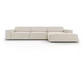 Velvet modulinė kampinė sofa - dešinė, Jodie, 4 sėdimos vietos, 284x166x70, tamsiai smėlio spalvos