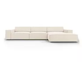 Velvet modulinė kampinė sofa - dešinė, Jodie, 4 sėdimos vietos, 284x166x70, šviesiai smėlio spalvos