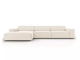Velvet modulinė kampinė sofa - kairė, Jodie, 4 sėdimos vietos, 284x166x70, šviesiai smėlio spalvos