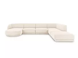 U formos kampinė sofa - dešinė, Miley, 6 sėdimos vietos, 330x255x70, šviesiai smėlio spalvos
