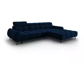 Velvet elektrinė kampinė sofa - dešinė, Alyse, 5 vietų, 295x188x82, karališkoji mėlyna