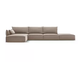 Velvet kampinė sofa - kairė, Kaelle, 5 sėdimos vietos, 364x171x85, kapučino spalvos