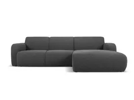 Boucle kampinė sofa - dešinė, Molino, 4 sėdimos vietos, 250x170x72, tamsiai pilka