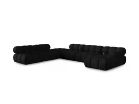 Modulinė U formos kampinė sofa - kairė, Bellis, 7 sėdimos vietos, 376x282x70, juoda