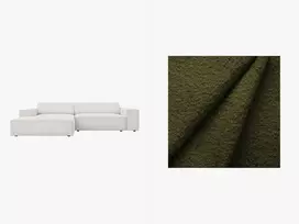 Boucle modulinė kampinė sofa - kairė, Jodie, 3 sėdimos vietos, 224x166x70, tamsiai alyvuogių žalia