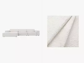 Boucle modulinė kampinė sofa - kairė, Jodie, 4 sėdimos vietos, 284x166x70, balta