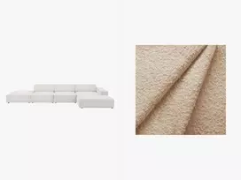 Boucle modulinė kampinė sofa - dešinė, Jodie, 5 vietų, 341x166x70, smėlio spalvos