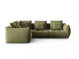 Velvet modulinė kampinė sofa - kairė, Bloom, 3 sėdimos vietos, 316x216x95, šviesiai žalia