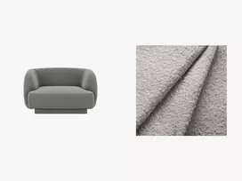 Boucle fotelis, Miley, 1 sėdynė, 103x90x70, šviesiai pilkas