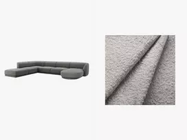 U formos kampinė sofa - kairė, Miley, 6 sėdimos vietos, 330x255x70, šviesiai pilka