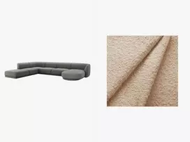 U formos kampinė sofa - kairė, Miley, 6 sėdimos vietos, 330x255x70, smėlio spalvos