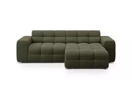 Velvet kampinė sofa - dešinė, Kendal, 4 sėdimos vietos, 256x173x79, Amazon Green