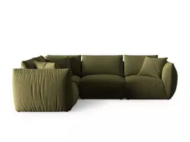 Velvet kampinė sofa - kairė, Chris, 4 vietų, 295x210x80, šviesiai žalia