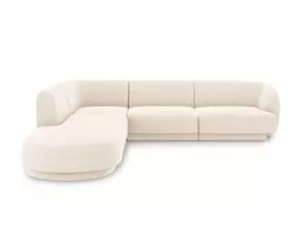 Kampinė sofa - kairė, Miley, 6 sėdimos vietos, 255x248x70, dramblio kaulo spalvos
