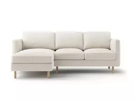 Velvet kampinė sofa - kairė, Eden, 3 vietų, 223x150x90, smėlio spalvos
